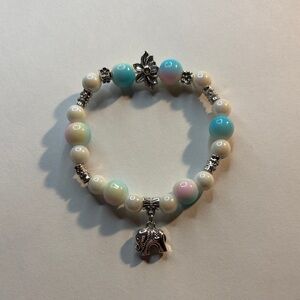 Elegant Silver and Blue Beaded Bracelet